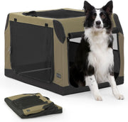 Portable Foldable Soft Dog Crate – Travel Pet Kennel for Car & Home (Army Green)