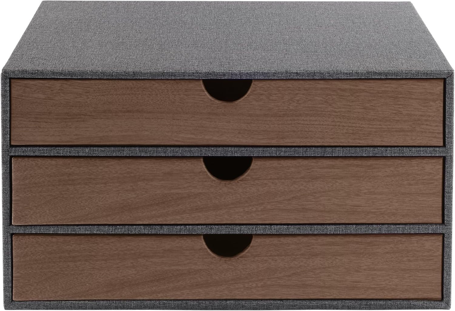 Grey PU Leather Desk Organizer with 3 Drawers for Office & Home