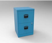 Blue Metal Filing Cabinet 2 Drawer A4 Lockable Office Storage