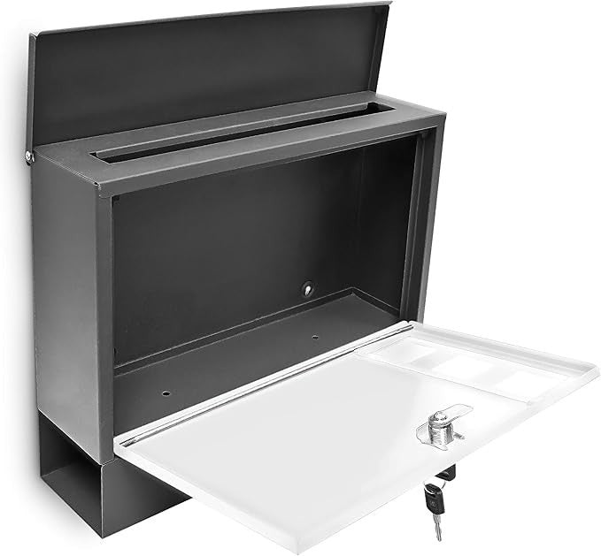 Lockable Wall Mounted Mailbox with Keys Weatherproof Metal Letterbox