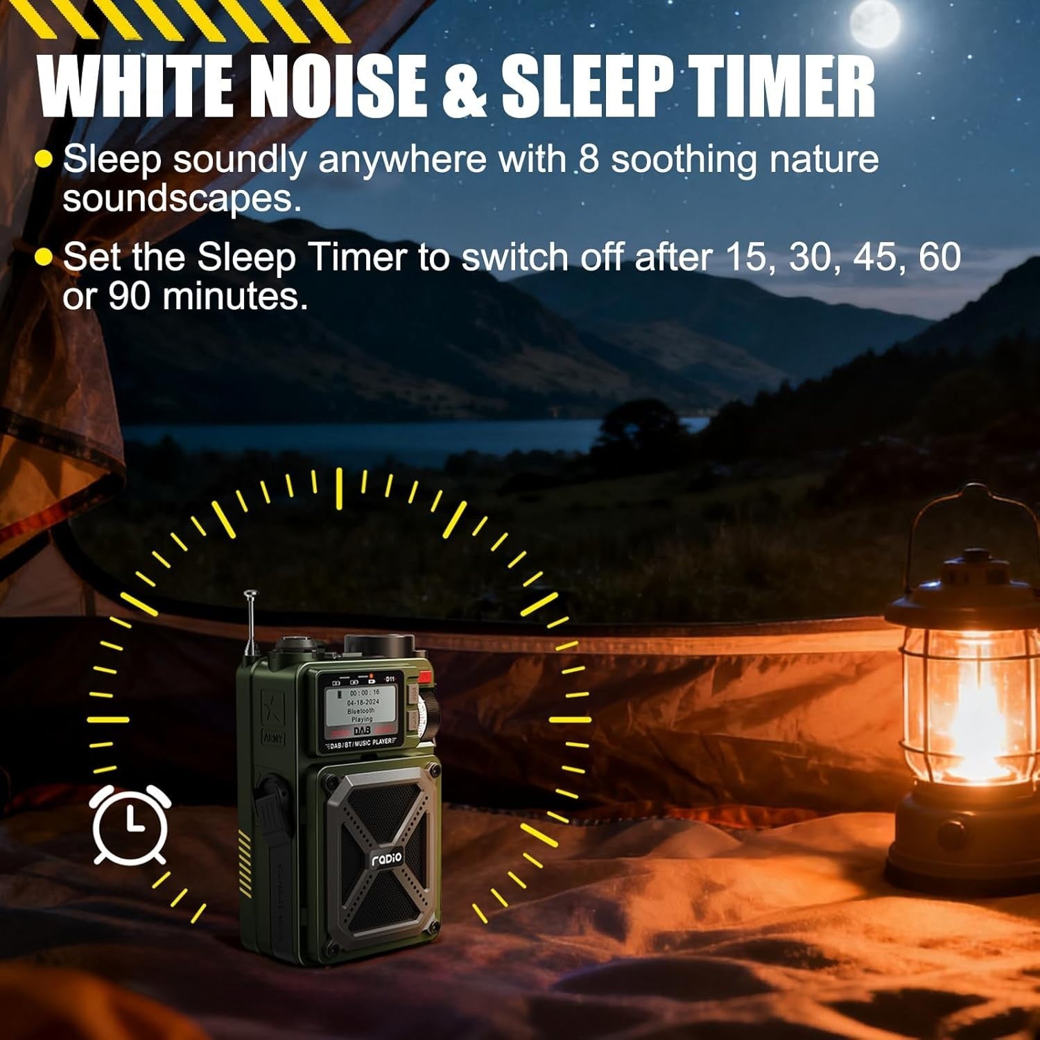 Portable DAB/FM Radio Bluetooth 5.3 Solar 4000mAh SOS USB