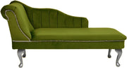 Velvet Chaise Lounge Left Hand Tufted Accent Sofa Chair Olive 133cm