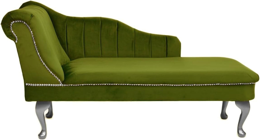 Velvet Chaise Lounge Left Hand Tufted Accent Sofa Chair Olive 133cm