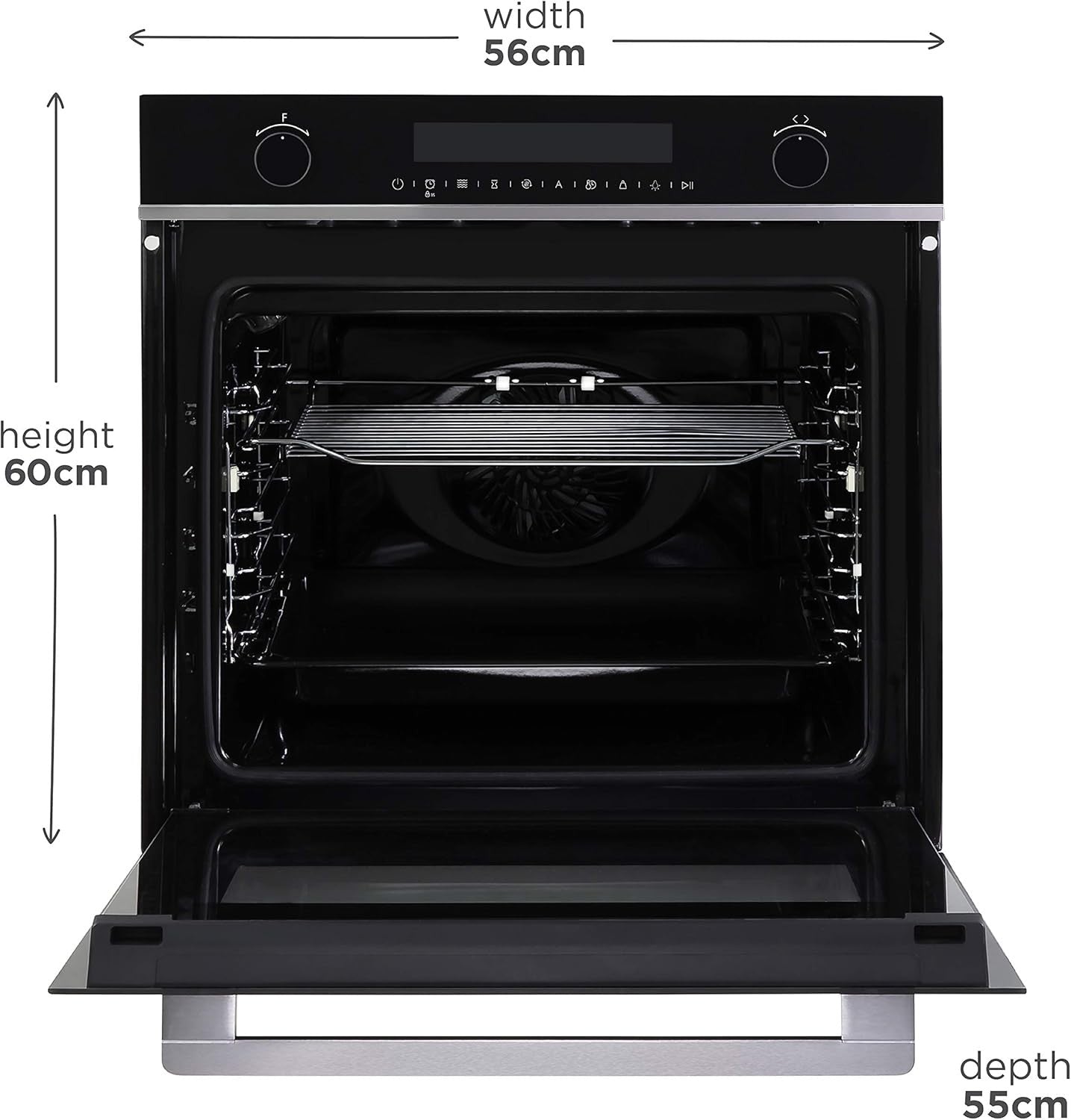 Dark Steel 59.5cm Built-in Electric Fan Oven & Microwave Combo