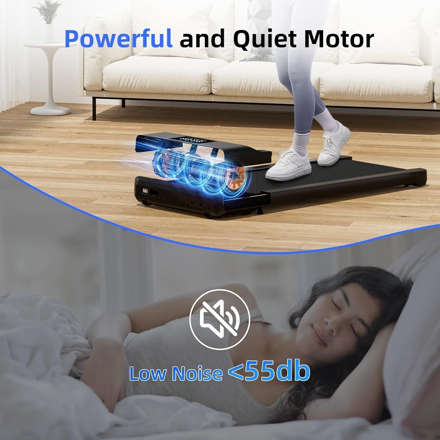 Under Desk Walking Pad Treadmill App Control Quiet 6km/h 136kg Home Office