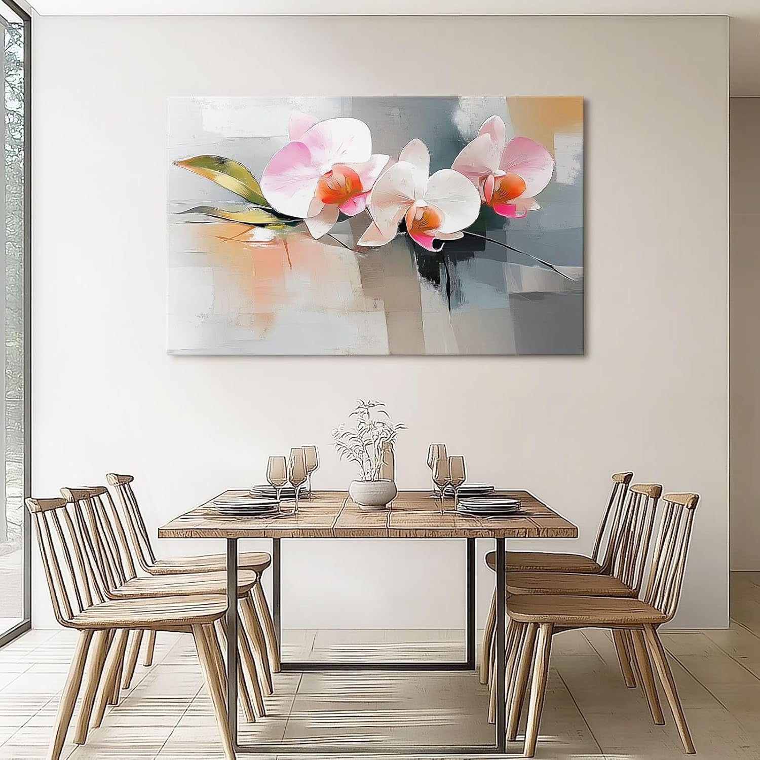 Large Orchid Canvas Wall Art 76x51cm Pink Floral Living Room Decor