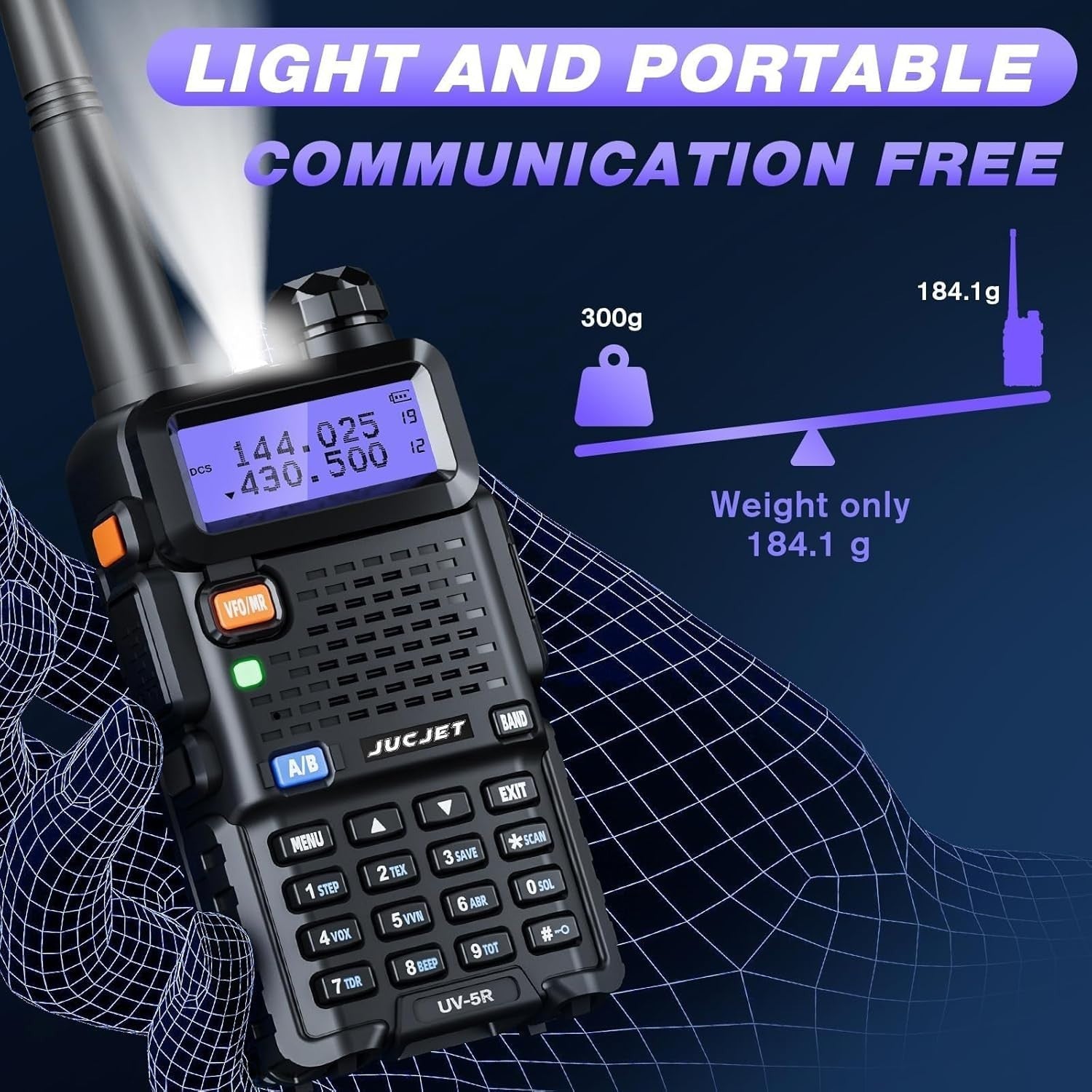 Dual Band Walkie Talkies 2 Pack 5W Long Range 128 Channel VOX USB
