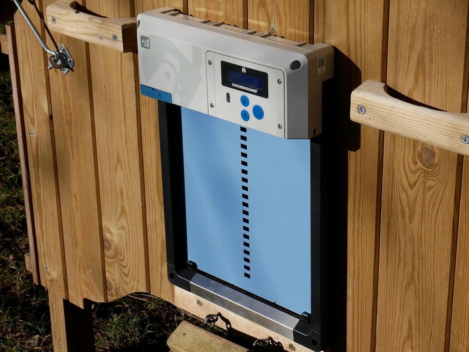 Automatic Chicken Coop Door Opener Blue Battery Powered Timer Light Sensor