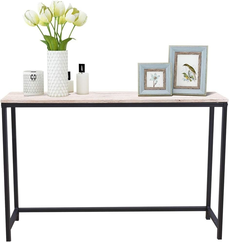 Slim Console Table Narrow Desk Sofa Side Entryway Table Metal Frame