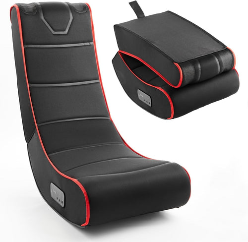Bluetooth Gaming Floor Rocker Chair w/ Speakers Foldable Black