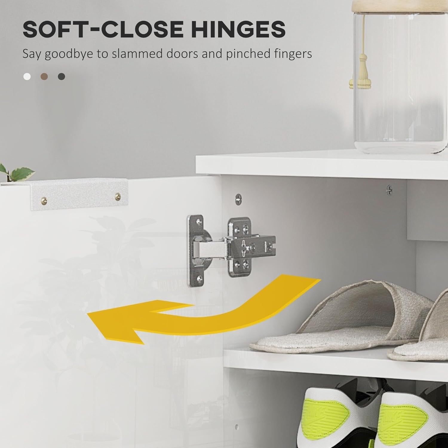 Shoe Storage Cabinet White Gloss | Holds 20 Pairs, Soft Close, 76x31.5x95cm