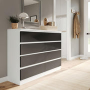 Modern 8 Drawer Chest Black White Storage Unit for Bedroom Office Hallway
