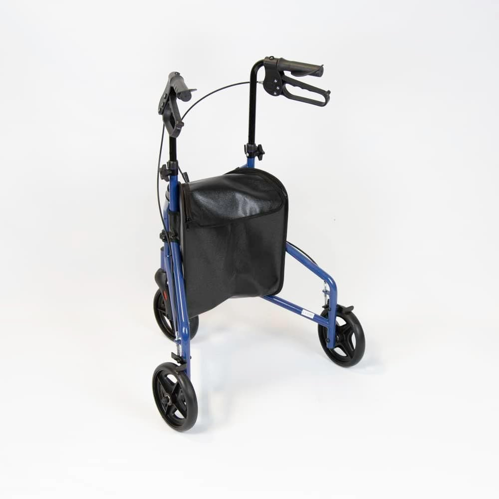 3 Wheel Rollator Walker Lightweight Folding Mobility Aid with Brakes & Bag
