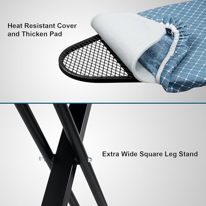 Extra Wide Ironing Board 117x43cm Heavy Duty Steam Iron Rest