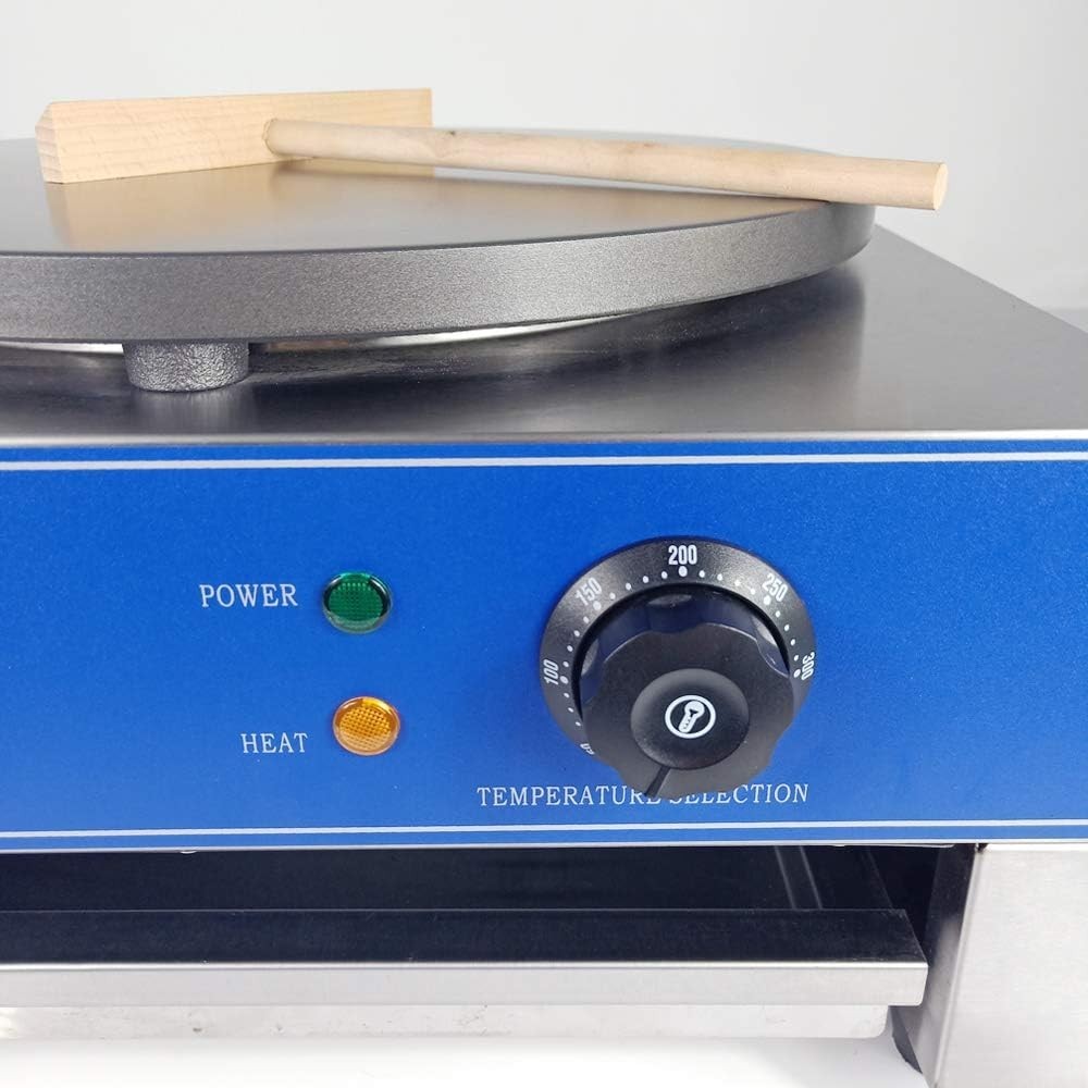 16" Commercial Crepe Maker 3KW Non-Stick Hot Plate 50-300°C Temp Control