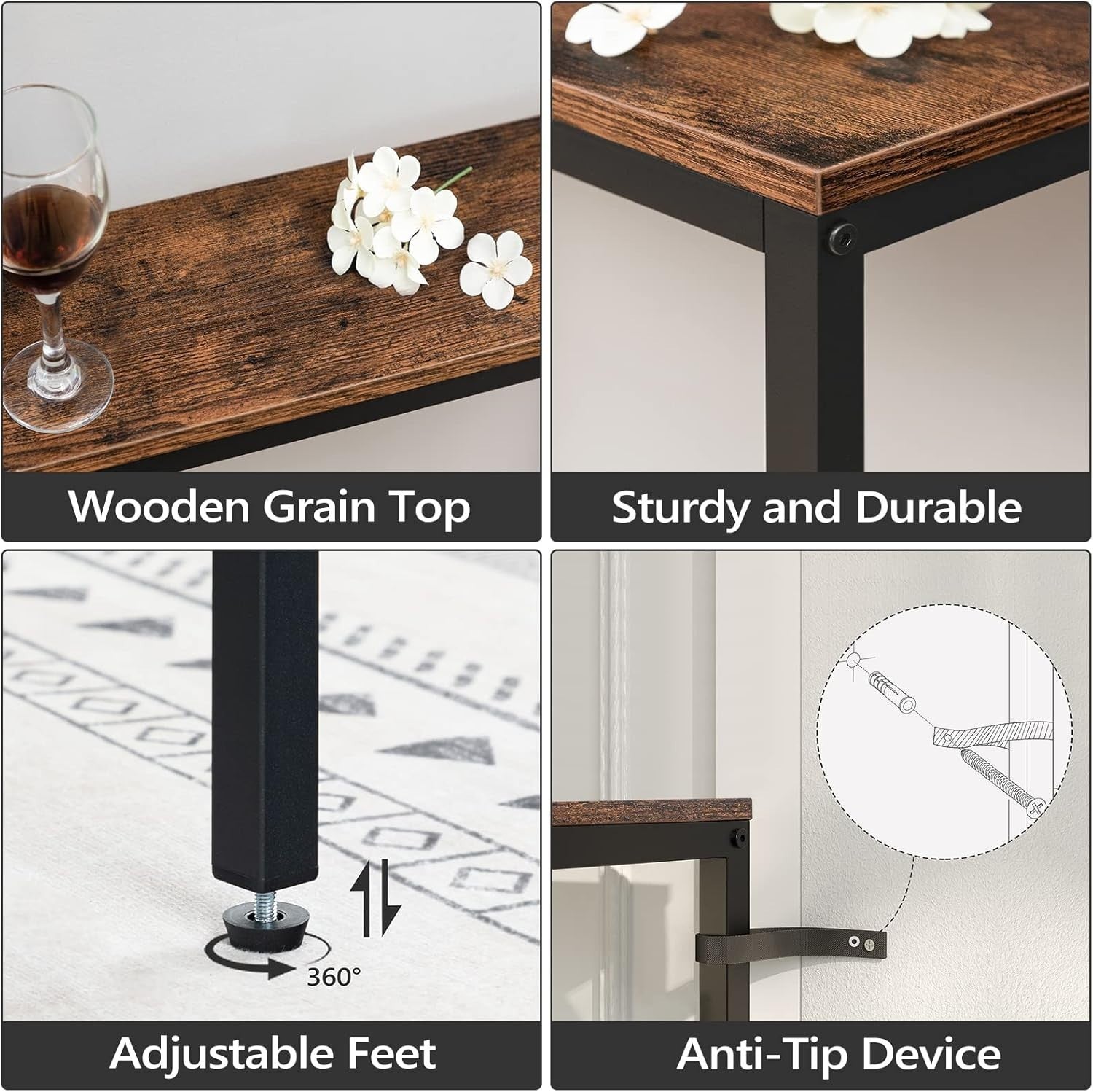 Slim 160cm Console Table with USB & Outlets – Perfect for Sofa, Entryway
