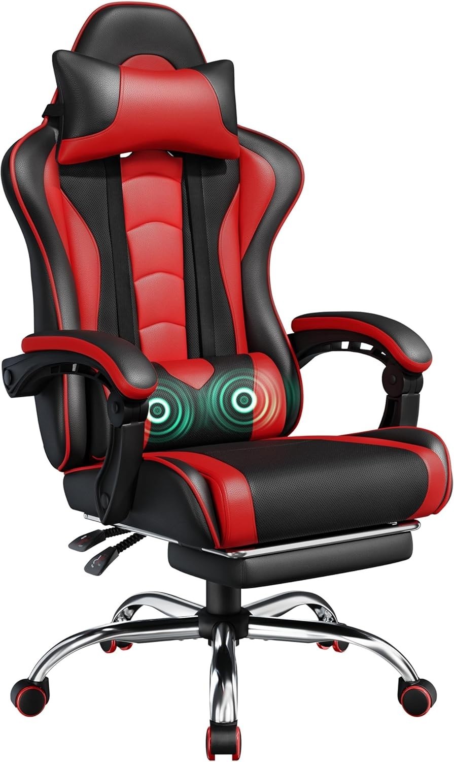 Gaming Chair Recliner Footrest Massage Office Desk PC Swivel Racer Black/Red