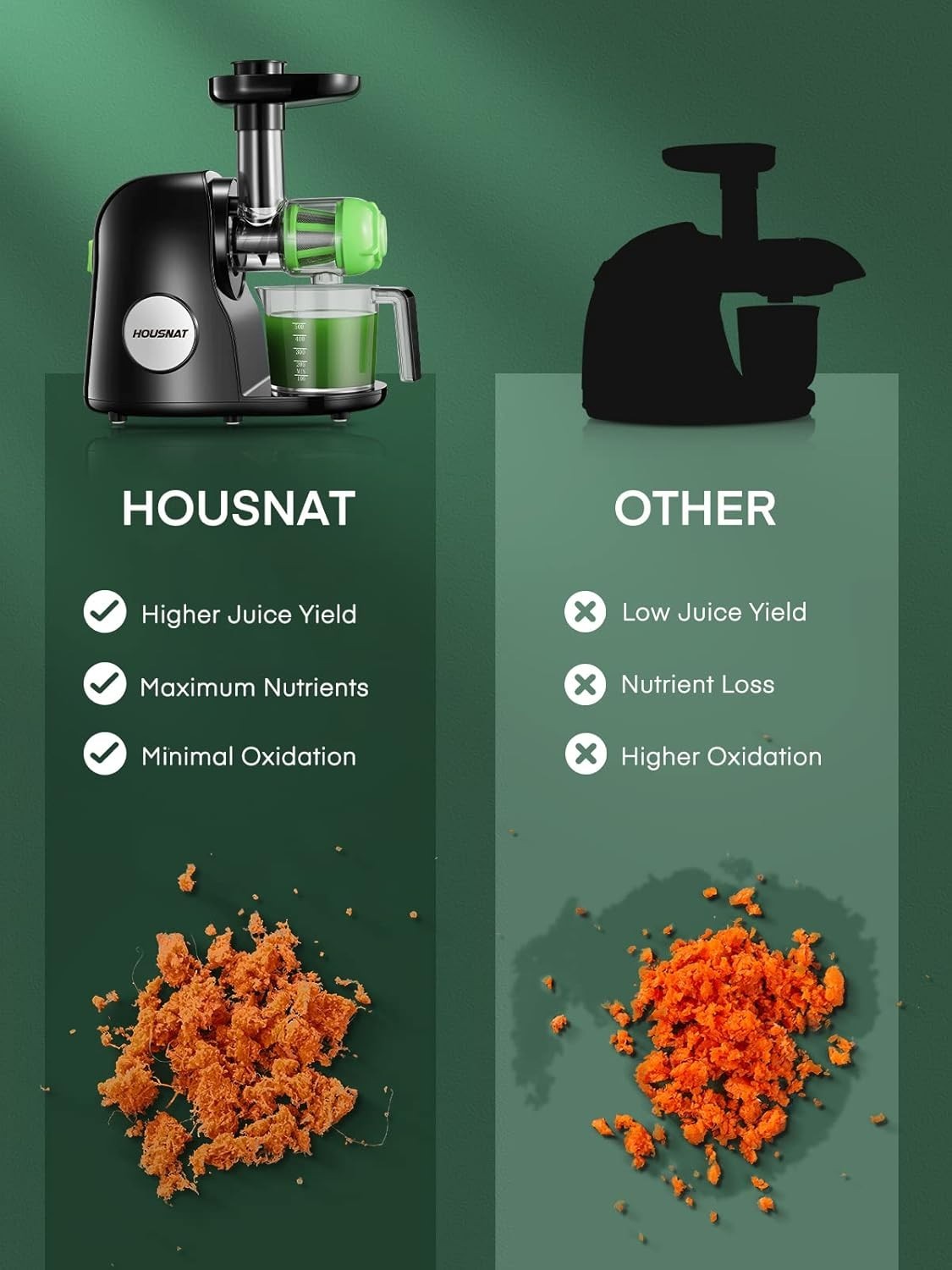 Cold Press Juicer Slow Masticating High Yield Quiet Motor Easy Clean