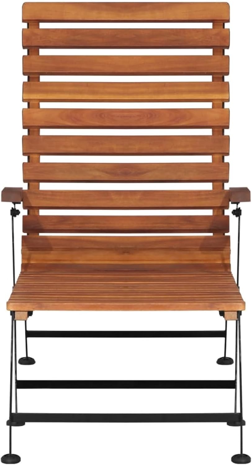 Outdoor Solid Acacia Wood Deck Chair with Footrest Garden Sun Lounger