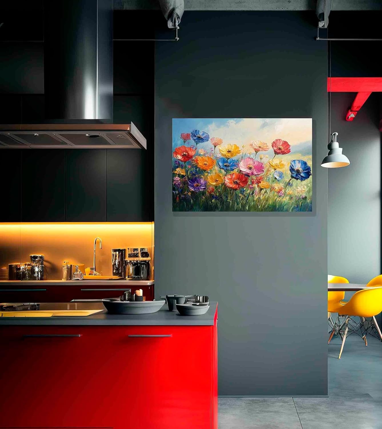 Abstract Summer Flowers Canvas Wall Art 60x40cm Framed