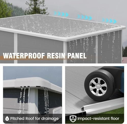 6x6ft Outdoor Resin Storage Shed Lockable Garden Tool & Bike Box