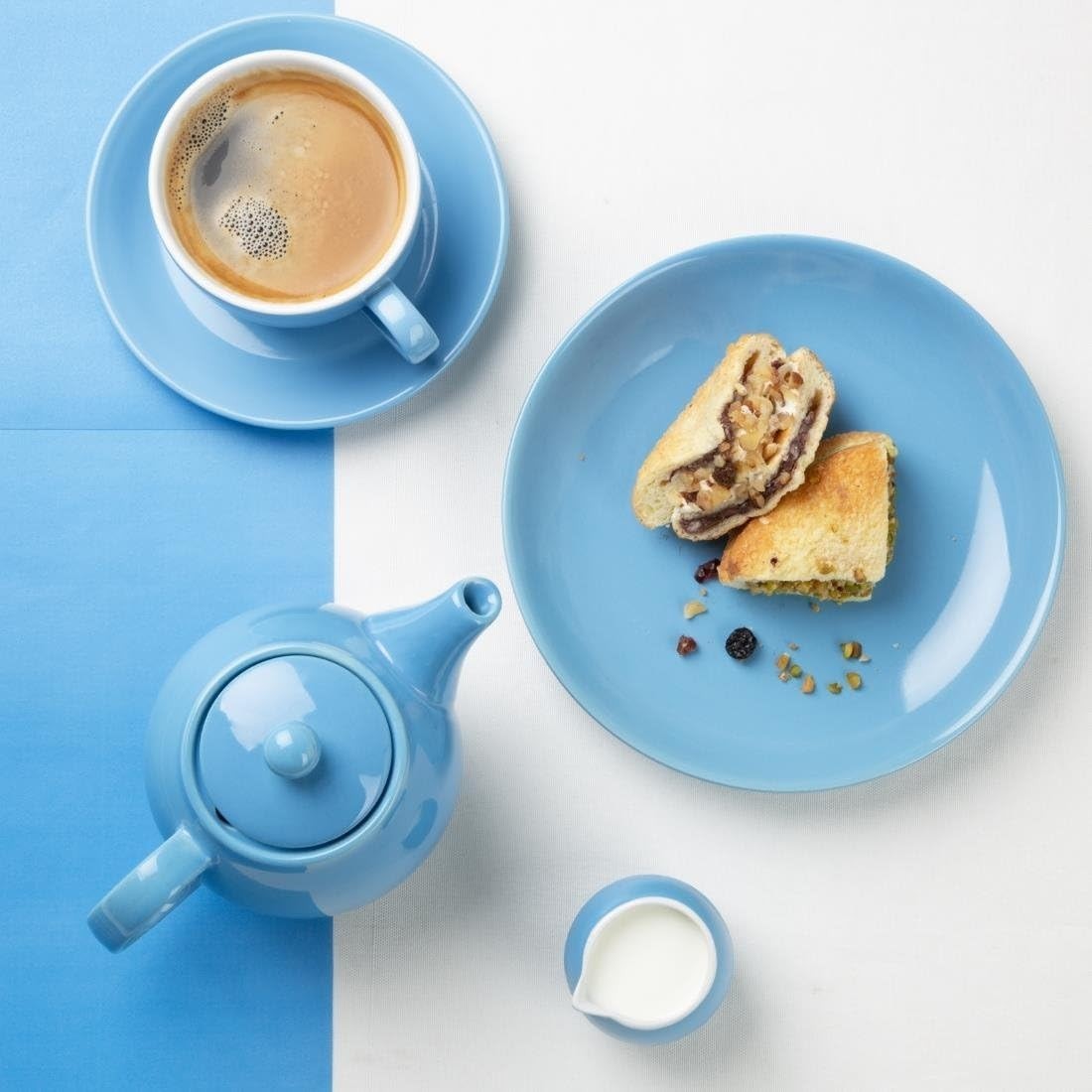450ml Stoneware Teapot Blue Smooth Pour Tea Pot Table Service Set