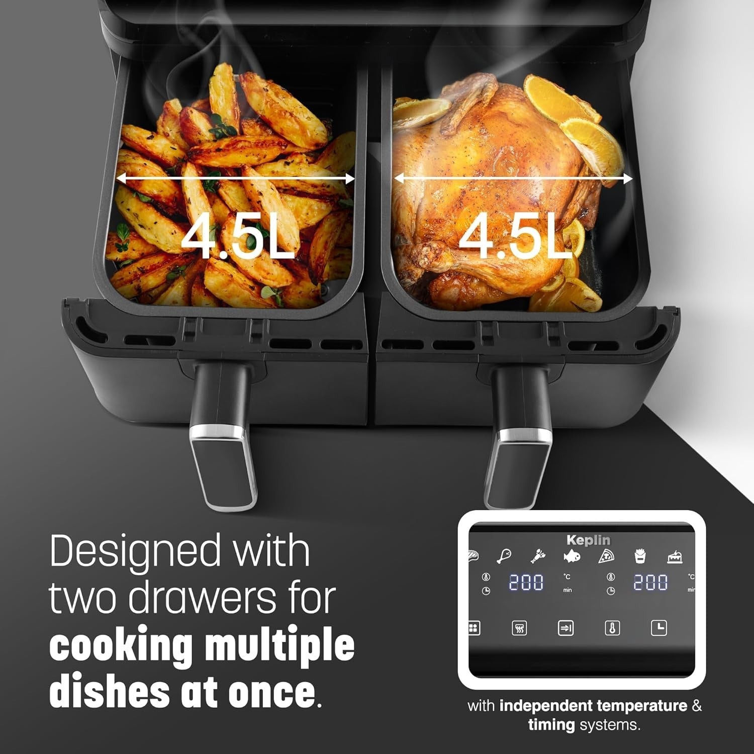 9L Dual Zone Digital Air Fryer | 6-in-1 | Extra-Large Capacity