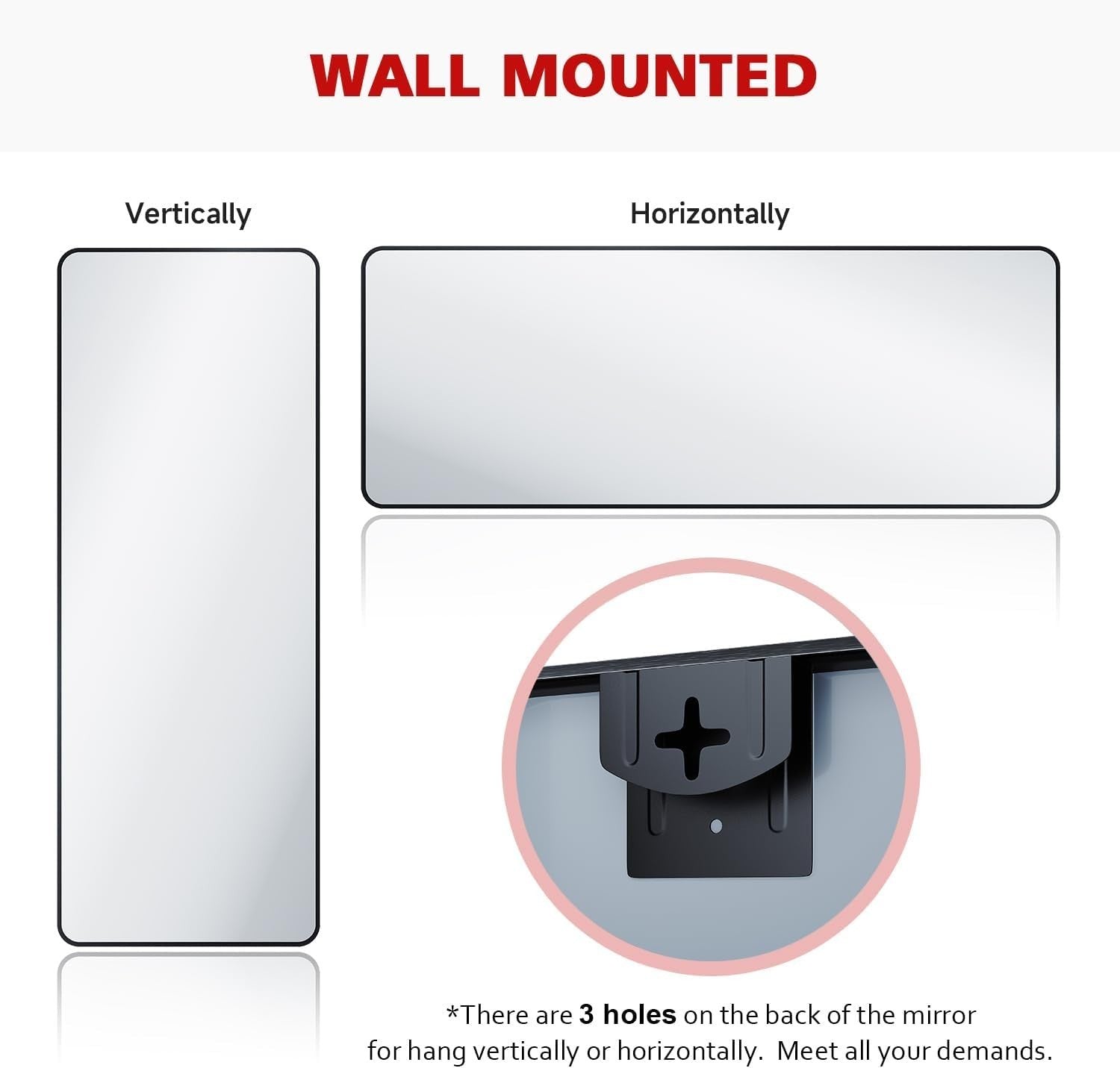 Full Length Floor Mirror 160x60cm with Aluminum Frame – Wall Mount & Leaning