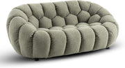 Sage Green Boucle 2 Seater Sofa Modern Teddy Tufted Loveseat Fluffy Couch