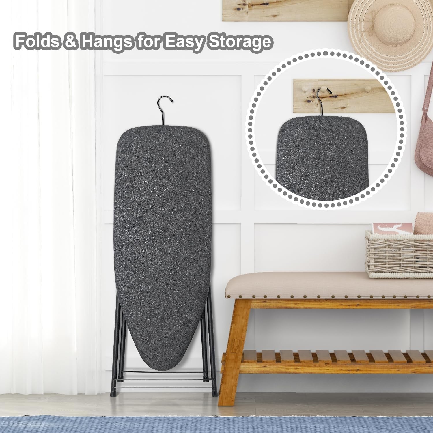 Compact Ironing Board Foldable Heat Resistant Cover Easy Storage 90cm