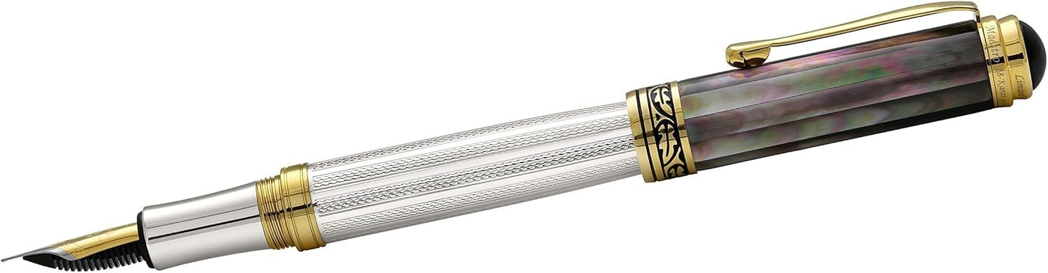 Luxury Black Mother of Pearl Fountain Pen Fine Nib Refillable 148mm