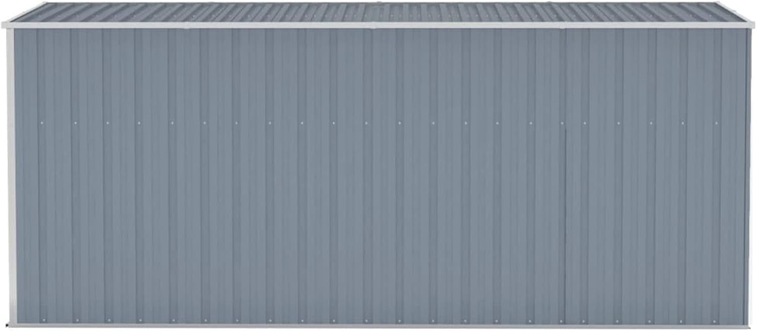 Wall-Mounted Outdoor Garden Shed Grey Galvanised Steel Lockable Storage