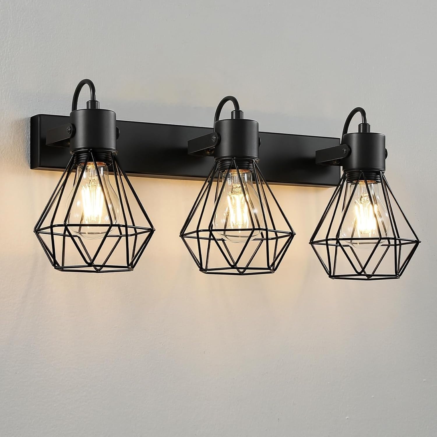 3 Light Black Vanity Wall Lights - 90° Rotatable, Vintage Farmhouse Bathroom Lam