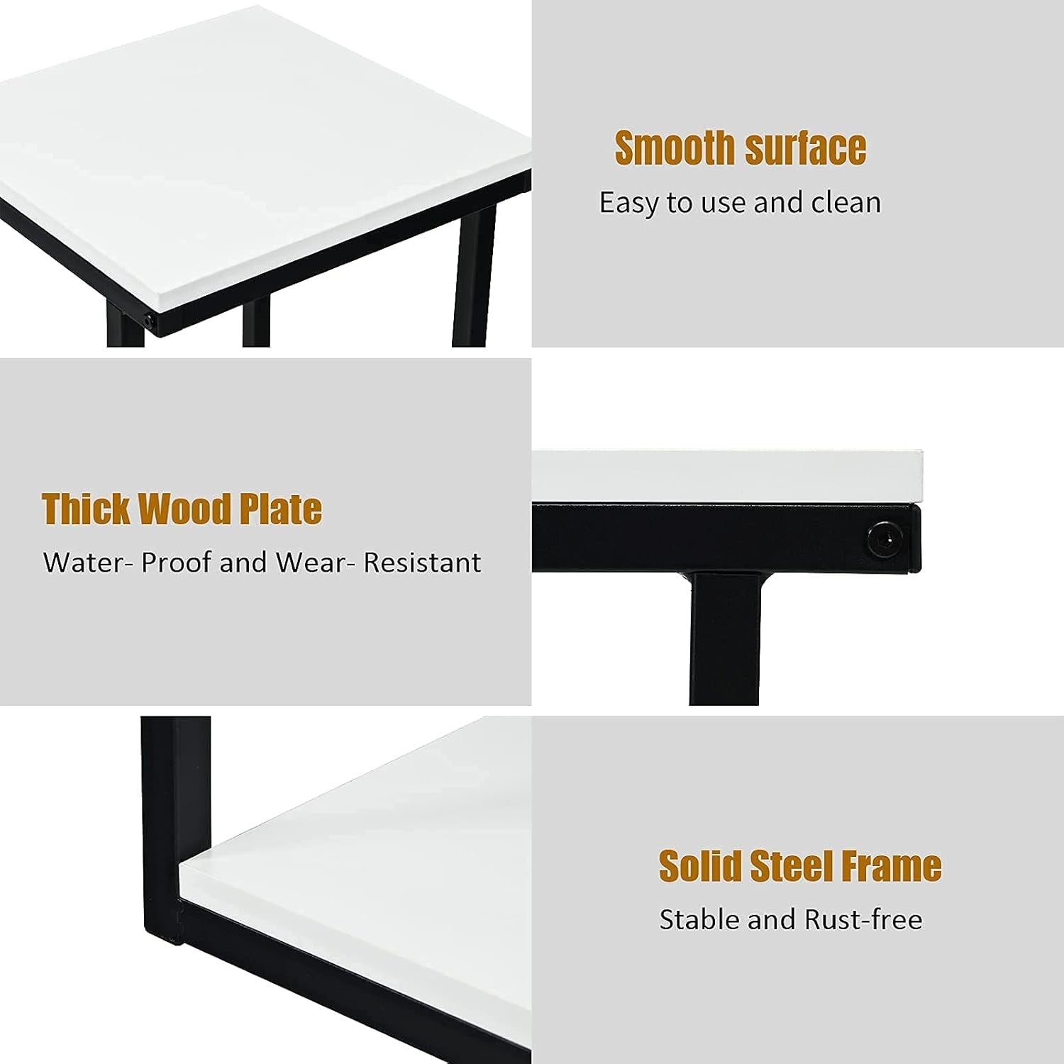 Modern 3-Tier Ladder Side Table with Storage Shelf – Slim Metal Frame Bedside Un