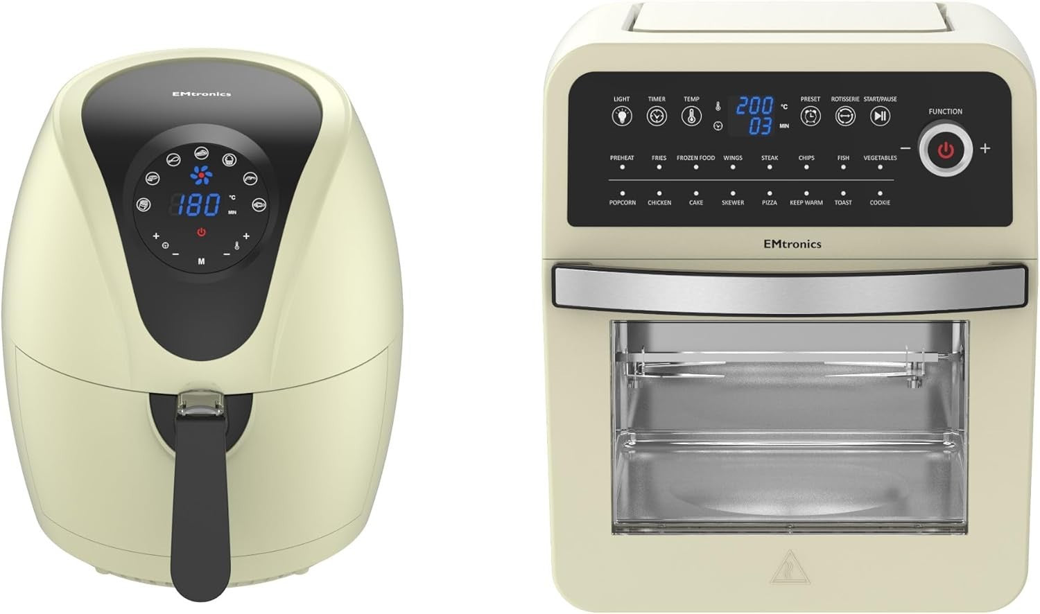 Cream Air Fryer Set 12L Digital Oven + 4.5L Drawer Low Fat Cooker