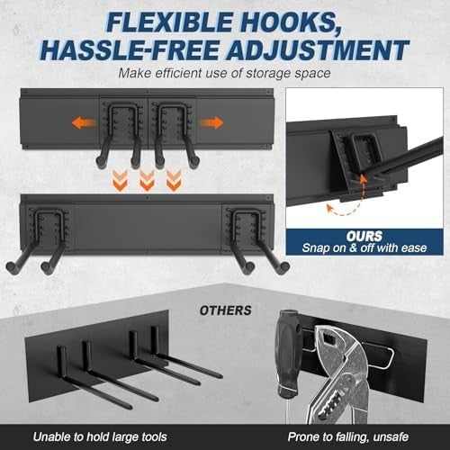 Heavy Duty Wall Mounted Garden Tool Organizer 96 Inch 12 Hooks