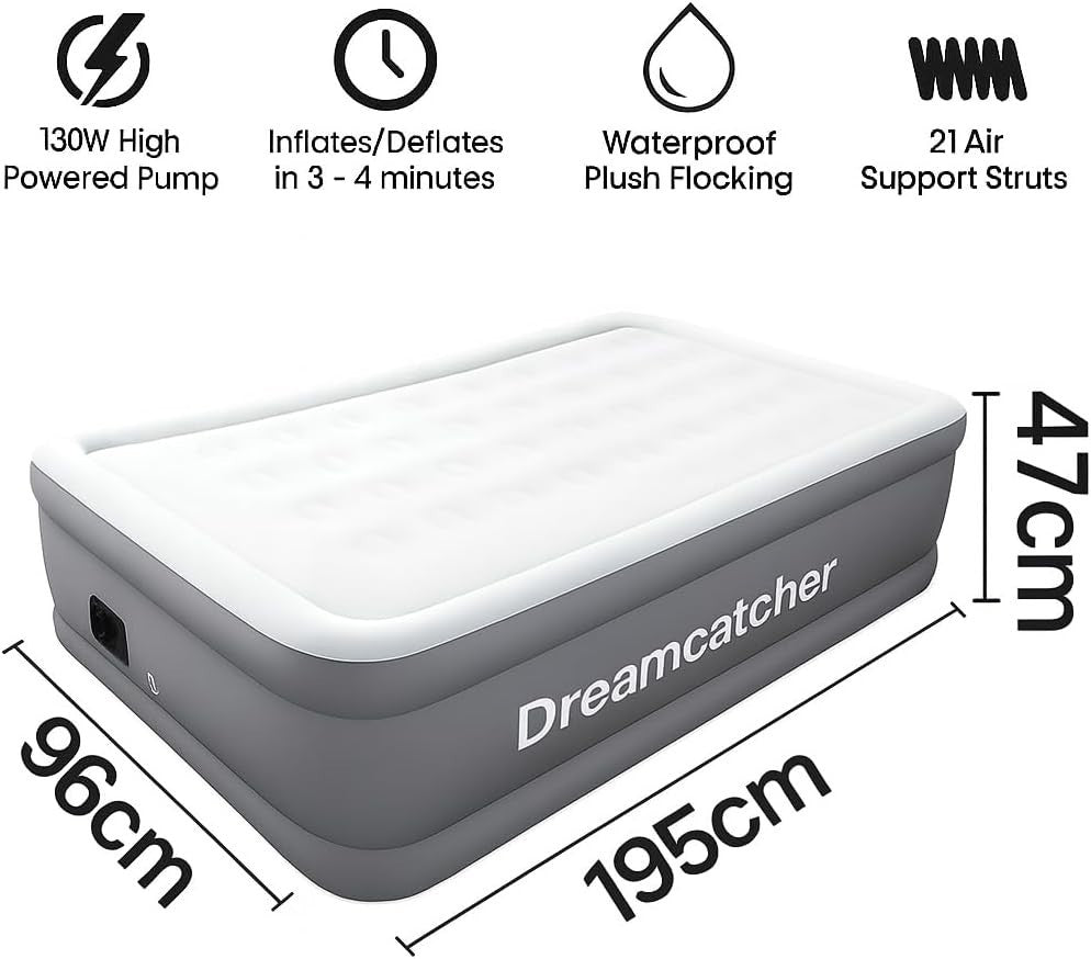 Single Inflatable Air Mattress 195x96x47cm Built-In Pump Waterproof Bed