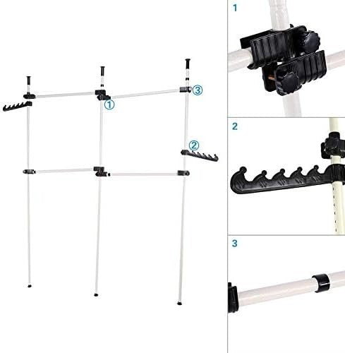 Heavy Duty Telescopic Clothes Rack Adjustable Garment Rail White
