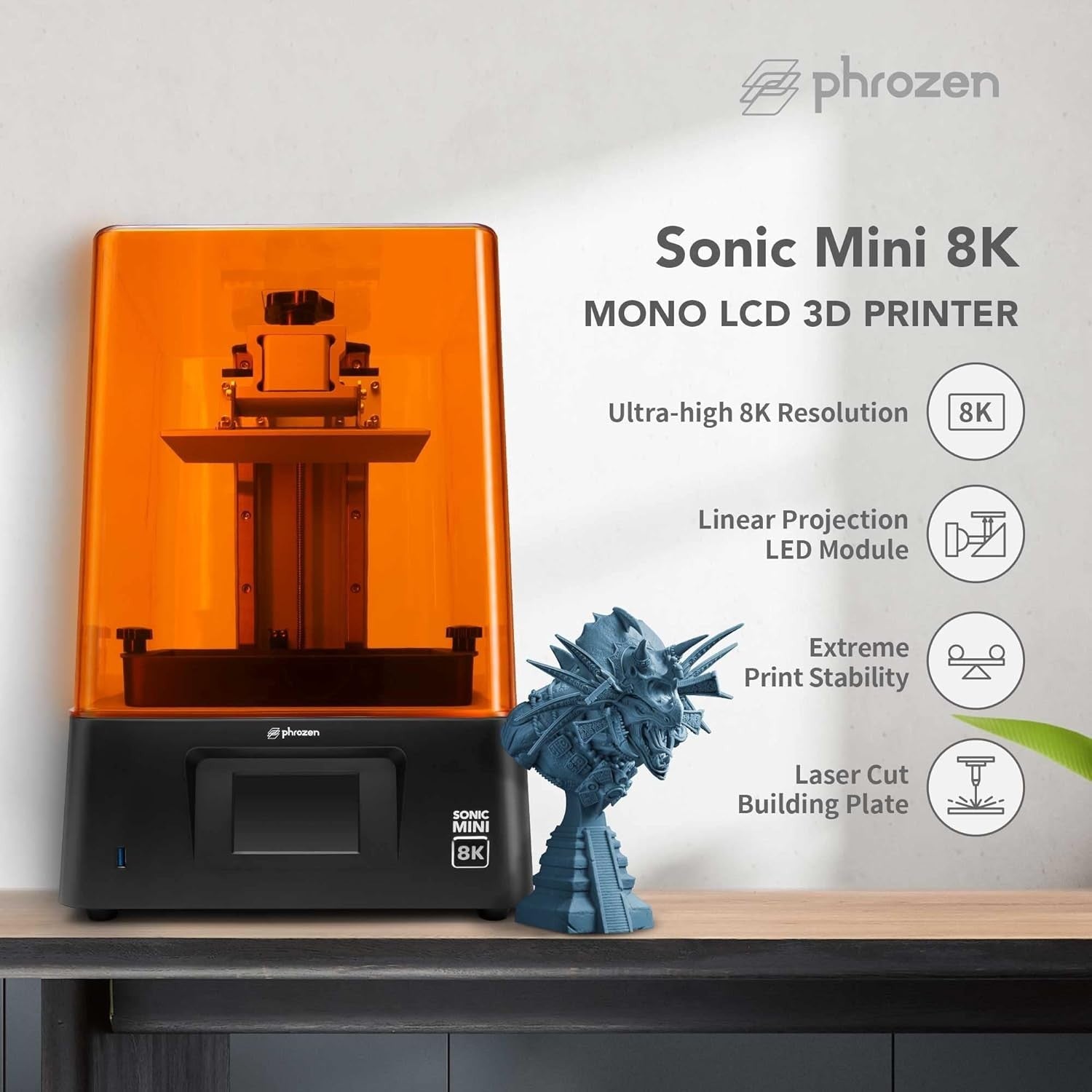 8K Resin 3D Printer 22µm Ultra Detail Mono LCD Miniatures Desktop