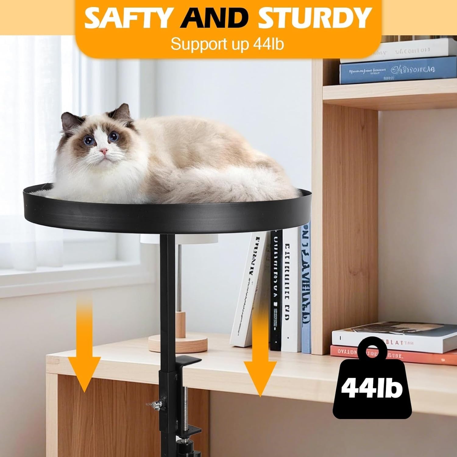 Clamp On Desk Cat Bed Space Saving Cat Hammock Elevated Perch