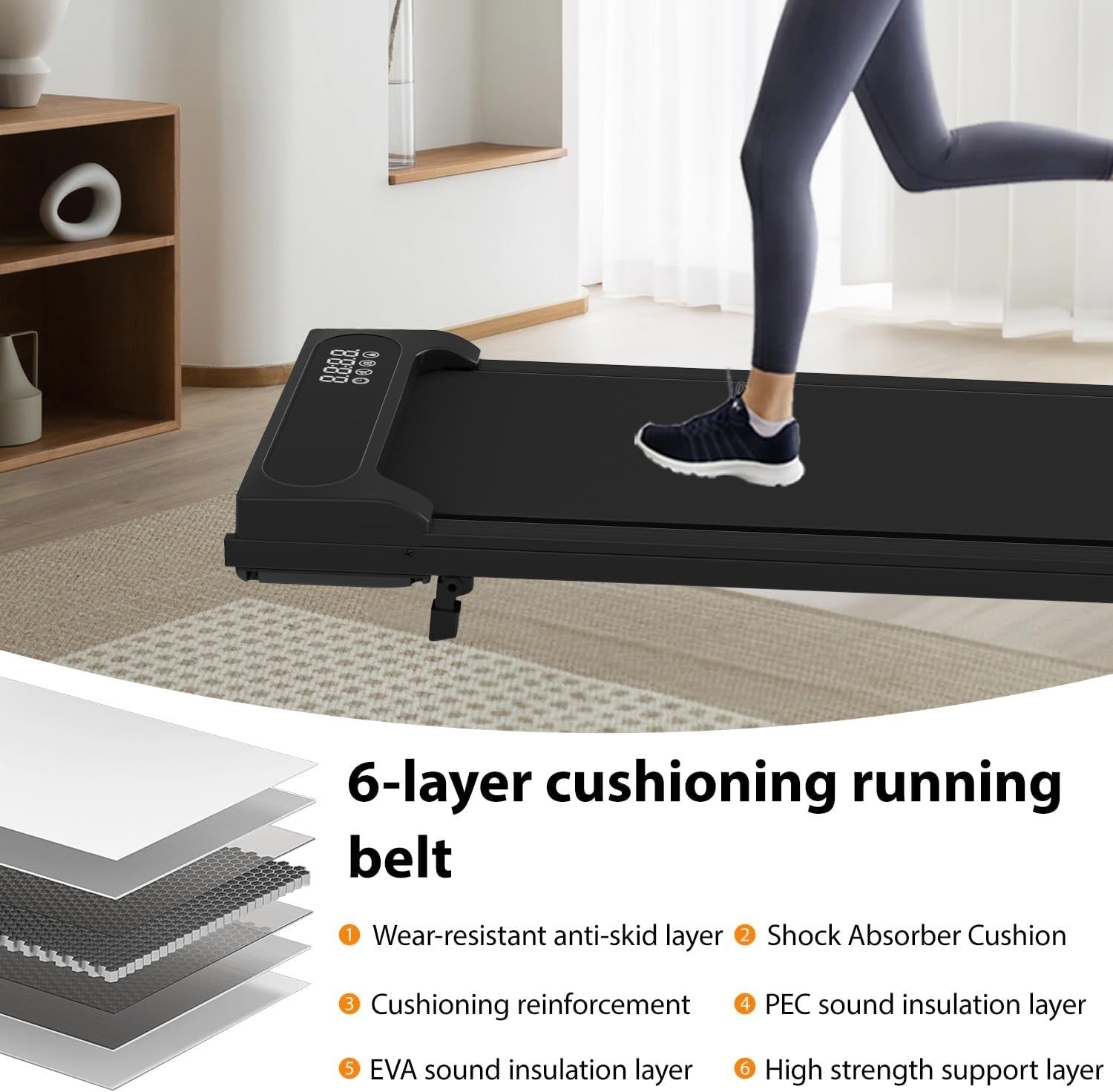 Compact Foldable Walking Treadmill 5% Incline Home Gym LED Display Remote