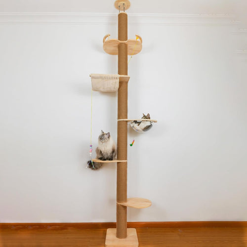 Floor to Ceiling Cat Tree Adjustable 50–120in Tower Sisal Scratching Post