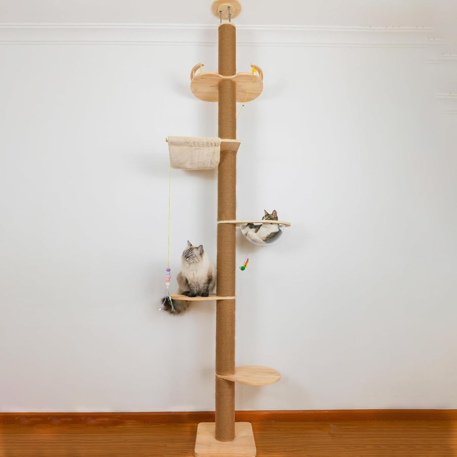 Floor to Ceiling Cat Tree Adjustable 50–120in Tower Sisal Scratching Post
