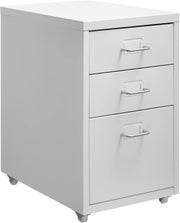 Compact White Metal Rolling File Cabinet 3 Drawer Under Desk Storage