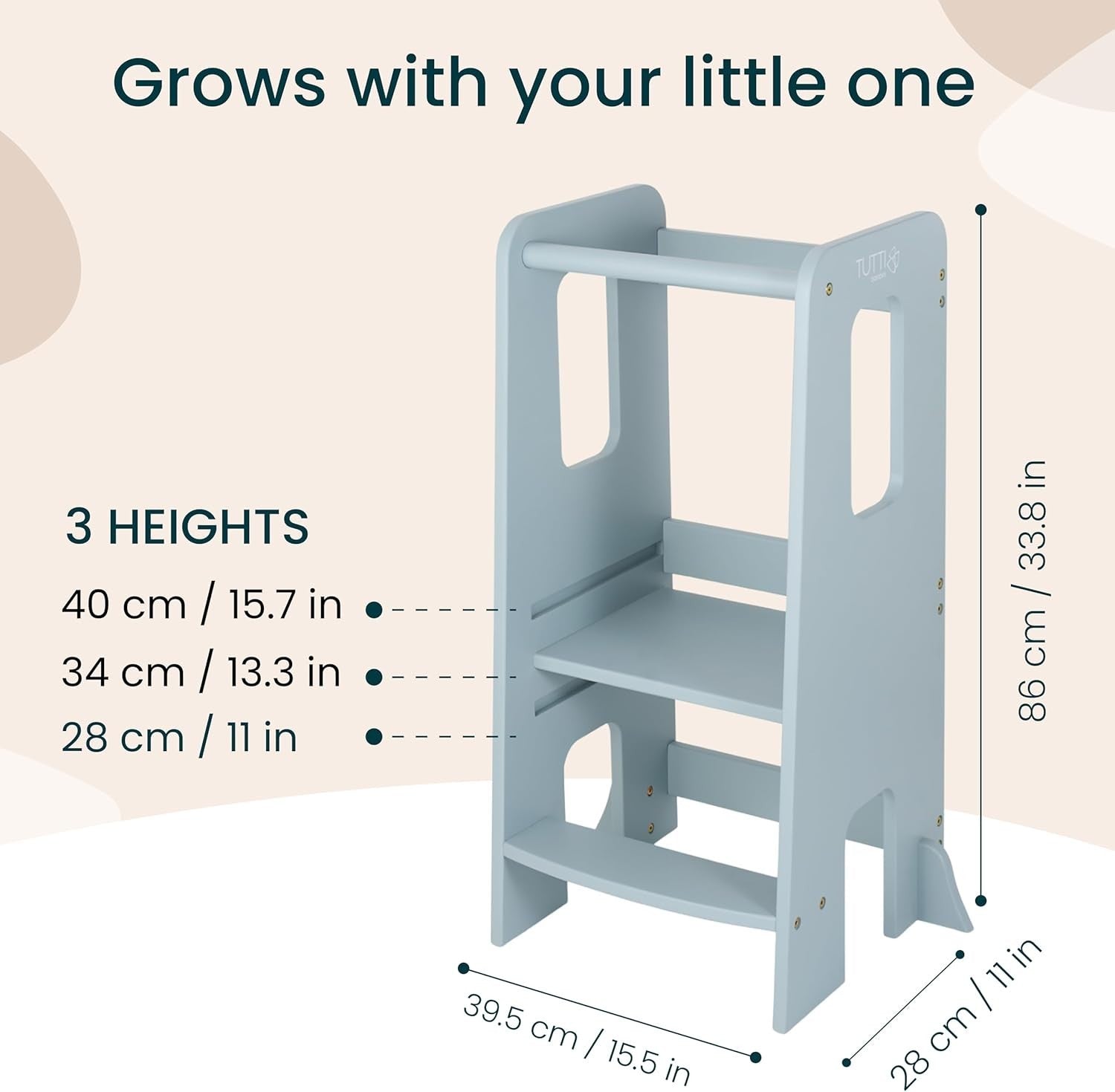 Adjustable Toddler Learning Tower Stool with Anti-Tip Safety & Easy Assembly