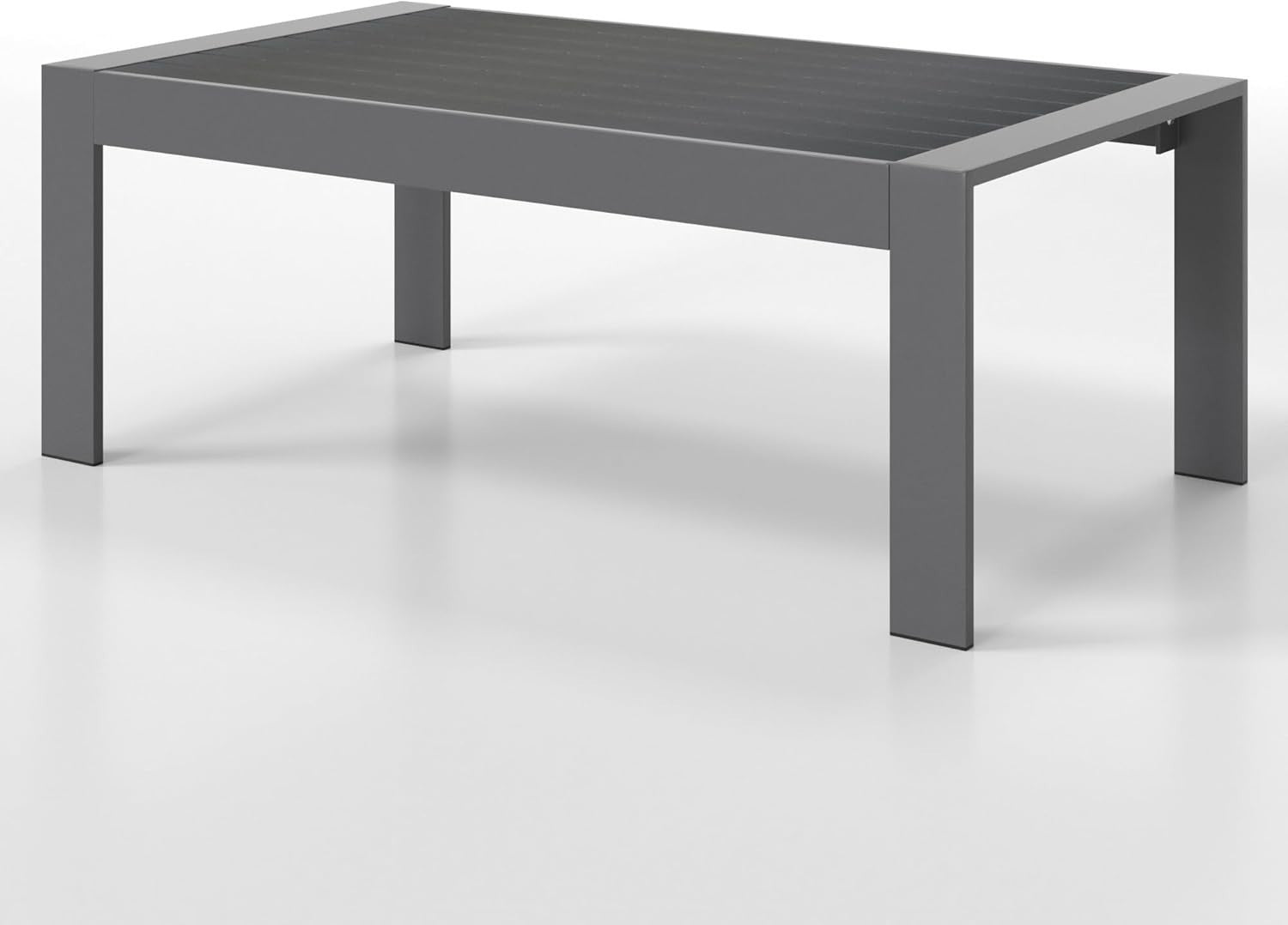 Aluminum Outdoor Coffee Table, Rectangle Patio Table Dark Grey 109x61cm