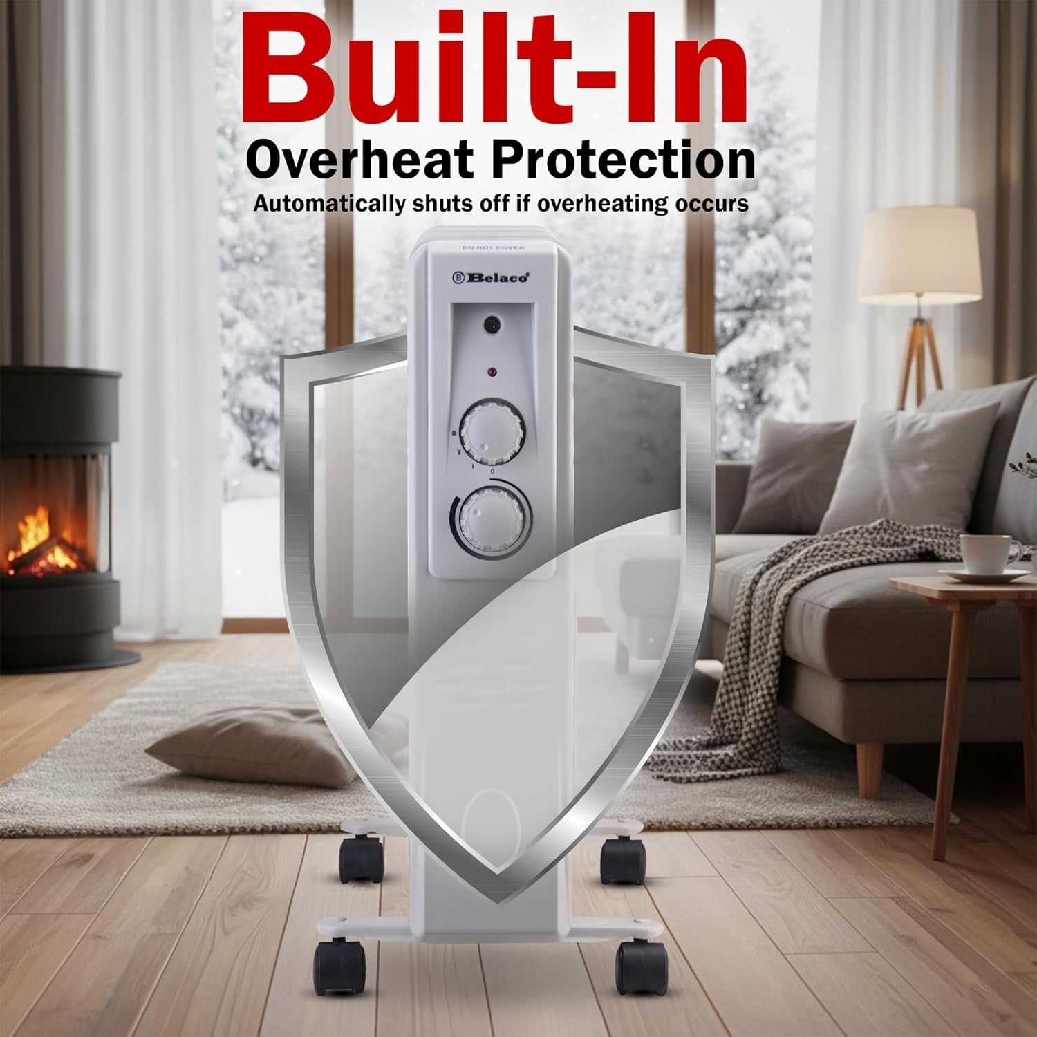 Portable 11-Fin Oil Heater 2500W Adjustable Thermostat Quiet Room Heater