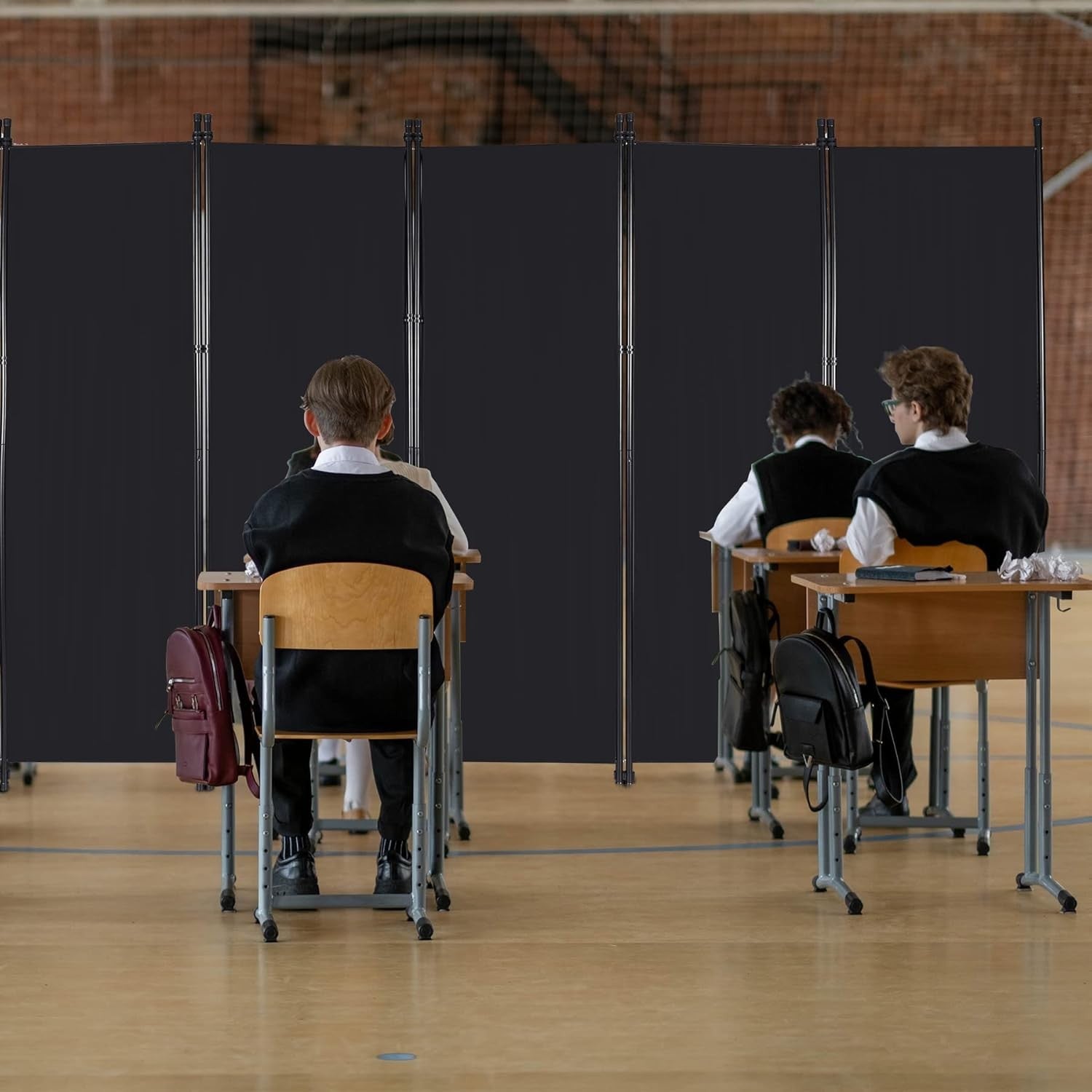 6 Panel Black Folding Room Divider Privacy Screen Partition 307x173cm