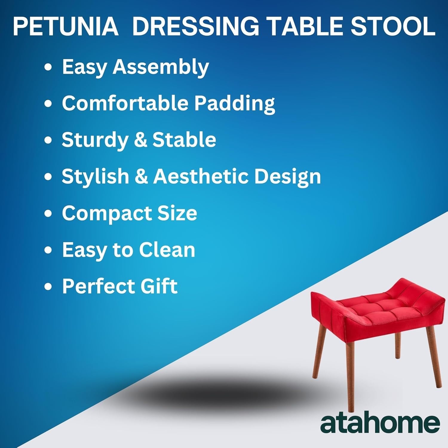Red Padded Dressing Table Stool Modern Vanity Makeup Chair Bedroom