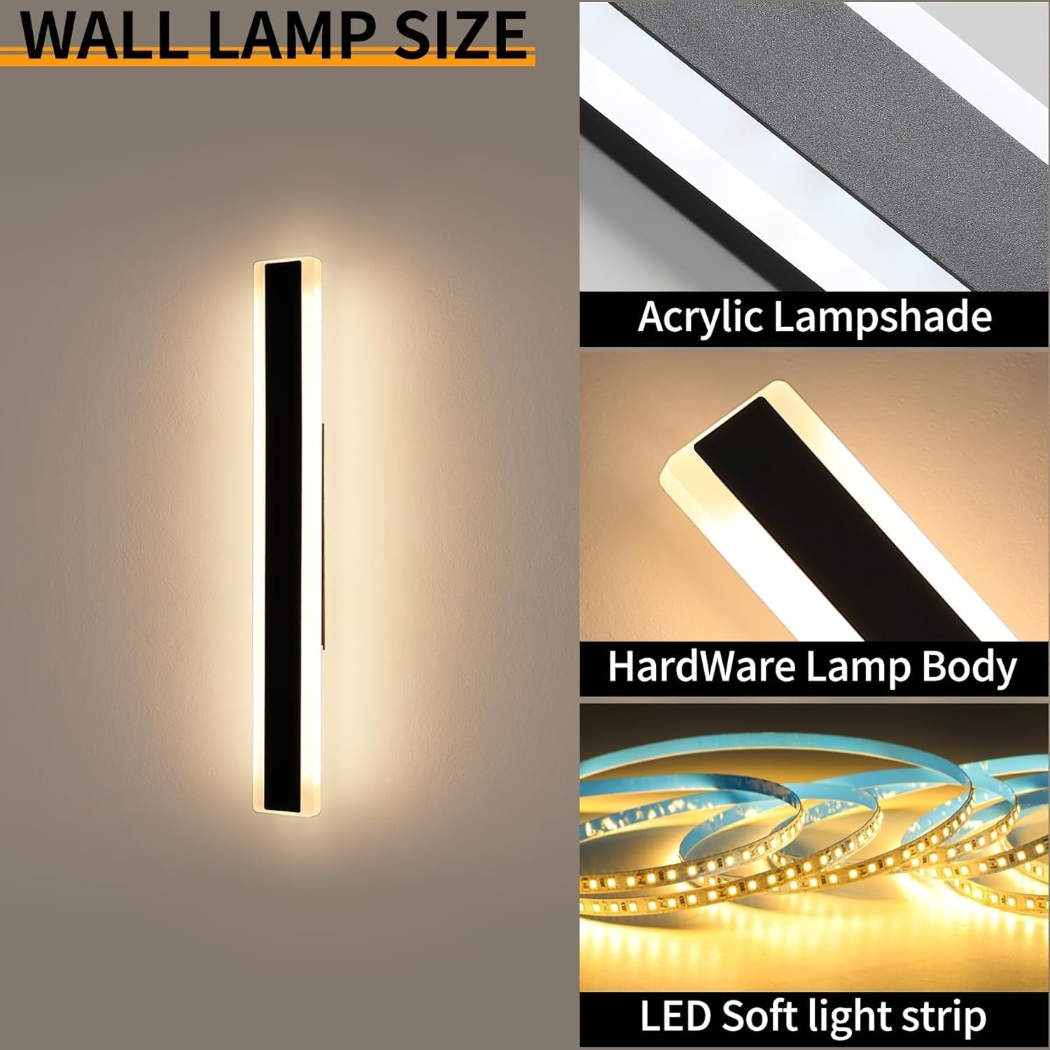 Outdoor LED Wall Lights 100cm Long Waterproof Modern Porch Lights 2-Pack